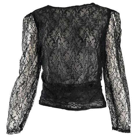 black sheer chiffon chanel vintage blouse|old fashioned chanel blouses.